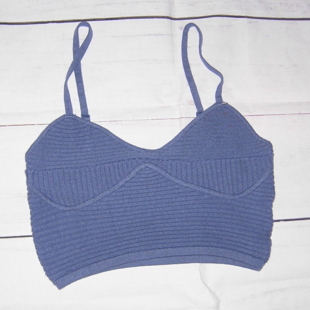 Aerie Blue Ribbed Knit Crop Top S